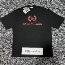 BALenciaga Paris Shijia new black powder wheat ears short sleeve pop loose OS male and female identical T-shirt