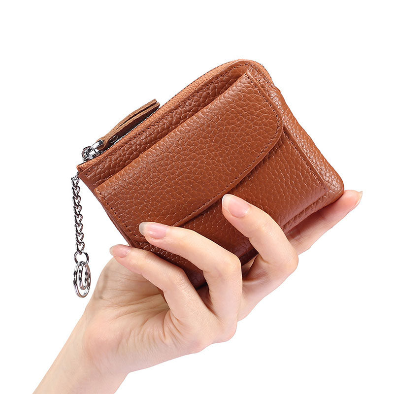 New multi-function leather change key bag women's simple multi-layer mini zipper wallet card bag coin bag short