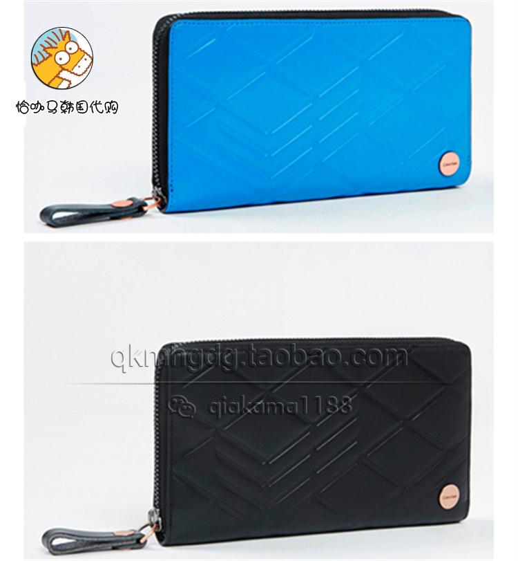韩国代购 Calvin Klein 男款纯色纯牛皮长款拉链钱包 HP0661486/9