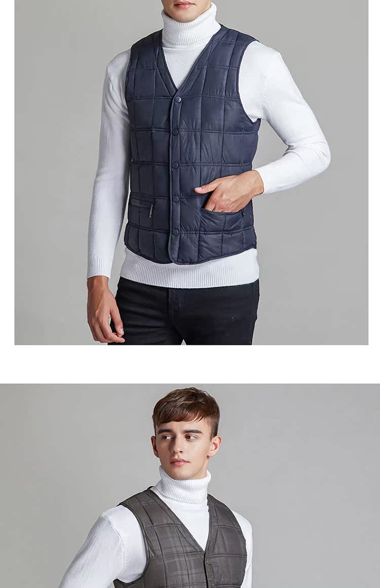 Mùa thu đông 2018 xuống áo vest cotton trung niên nam vest kinh doanh bình thường cổ chữ V xu hướng size dày 8690 áo khoác vest nam hàn quốc