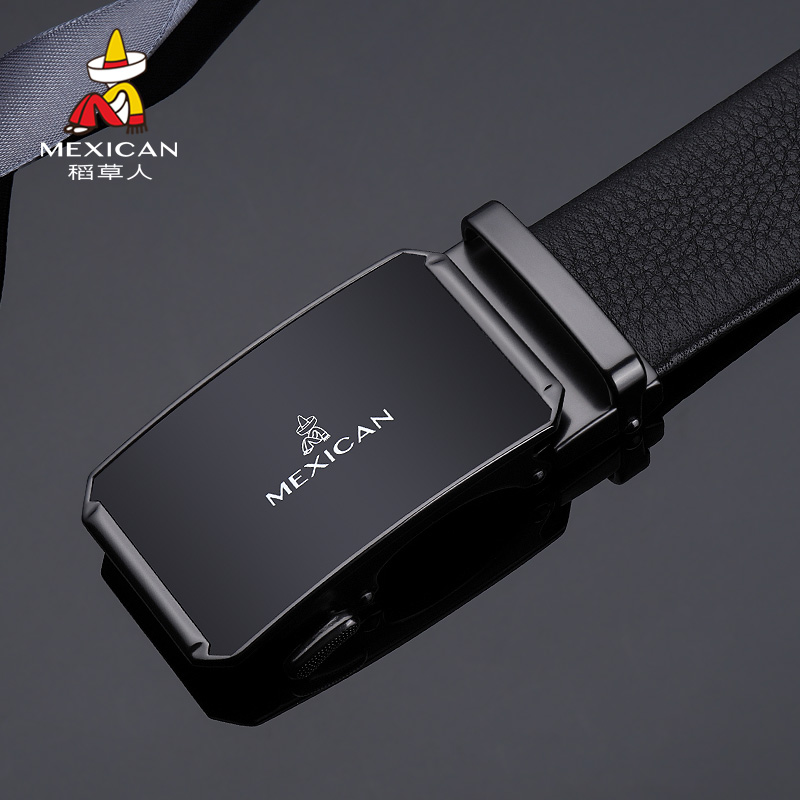 Rice Straw Man Belt Men Genuine Leather Men Automatic Buttoning Pants Belts Young Trend Head Layer Pure Bull Leather Upscale