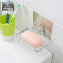 Shuangqing creative suction cup bathroom soap rack Wall drain soap rack Wall-mounted soap box bathroom storage rack
