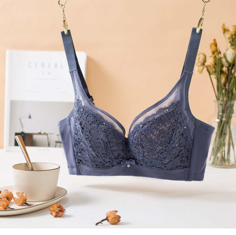 Đồ lót nữ Qiannamei siêu mỏng kích thước lớn đầy đủ áo ngực gợi cảm phần ren mỏng trên áo ngực nhận áo ngực dán