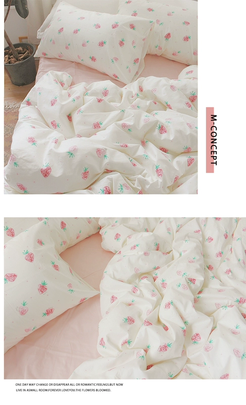 "Stoll Pear" cotton tươi cô gái gió giường bốn mảnh ký túc xá sinh viên ga trải giường chăn ba mảnh - Quilt Covers