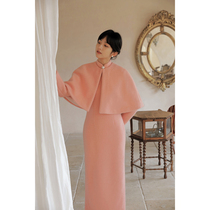 Jasmine cheongsam winter long sleeve long Hong Kong style elegant daily improvement woolen cheongsam Yadan