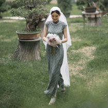 Jasmine Cheongsam spring and summer sleeveless mid-length retro literature and art daily improvement printing cotton-padded cheongsam inkstone