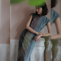 Jasmine cheongsam spring and summer new small sleeve full open long retro daily silk cheongsam bosom friend