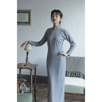 Jasmine cheongsam eight-point sleeve full-open long retro literature and art everyday people silk cheongsam White Dove