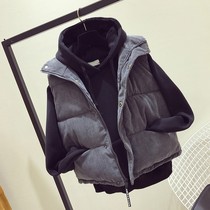 chic vest female winter short Korean version loose size corduroy thick vest student horse clip cotton coat