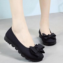 2018 New Old Beijing cloth shoes womens shoes single shoes black work shoes Bean shoes flat shoes lazy shoes a pedal