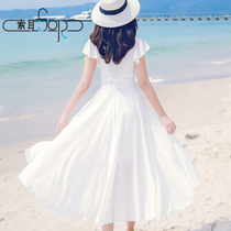 Summer Thailand Bali women seaside resort beach dress backless suspenders dress Bohemia long skirt