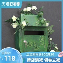 Baijie European-style villa mailbox Pastoral retro wall-mounted letter box mailbox School waterproof outdoor mailbox