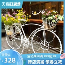 Creative wedding props Window decoration ornaments European retro Wrought iron floor-to-ceiling large bicycle float shelf garden