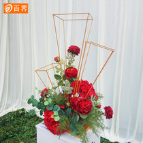 Baijie new wedding props iron three-post table flower artifact creative ornament wedding table flower path flower holder