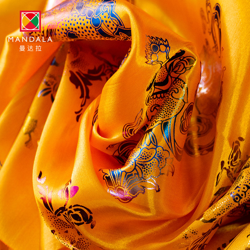 Mandara Yellow Bronzed Golden Eight Auspicious Hada Mongolian Tibetan Ornament Five Color Emulation Silk Hada Car Pendant Scarf