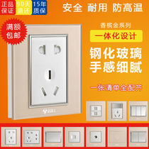 Bull Switch Socket High Crystal Glass Champagne Gold Panel One 23 Four Dual Control USB Five-hole Computer Switch G22