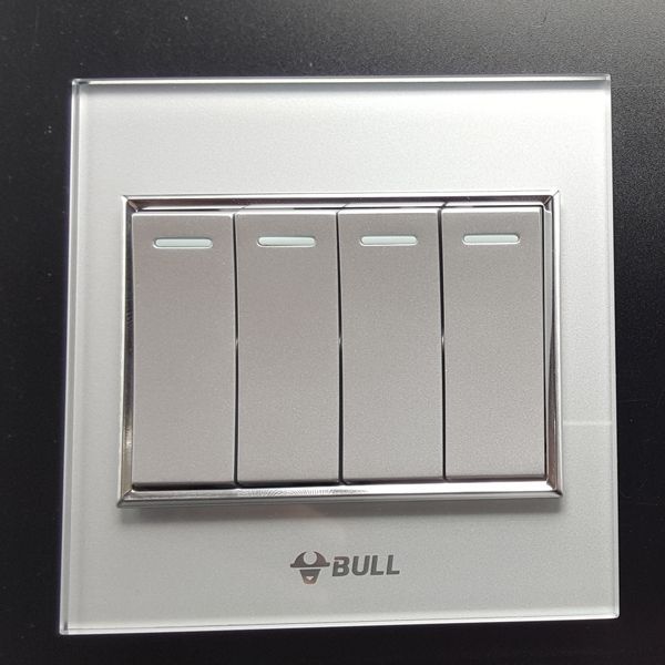 Bull Switch Socket Series Panel Double Cut Switch Socket Full Moon Silver Four Open Double Cut Switch G22K412Y