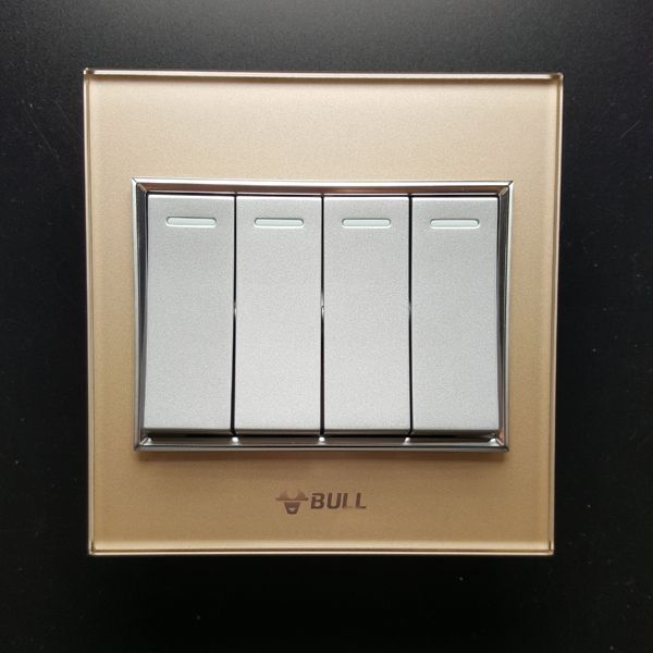 Bull Switch Socket Series panel 4 open double cut switch socket Champagne gold four open double cut switch G22