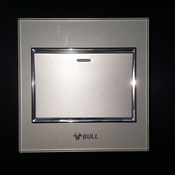 Bull high-end switch concealed socket 86 panel open single open double cut G22 tempered glass full moon silver