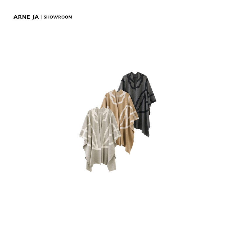「Arne Ja」Buyer Series Vein Pattern Double-Sided Jacquard Wool Cape Shawl W28499189