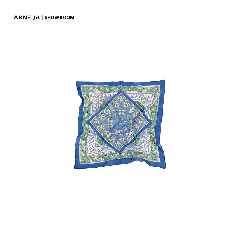 「Arne Ja」Exotic Aesthetics Indian Handmade Woodblock Print 9mm Silk Cotton Square Scarf As137 「Arne Ja」Exotic Aesthetics Indian Handmade Woodblock Print 9mm Silk Cotton Square Scarf As137