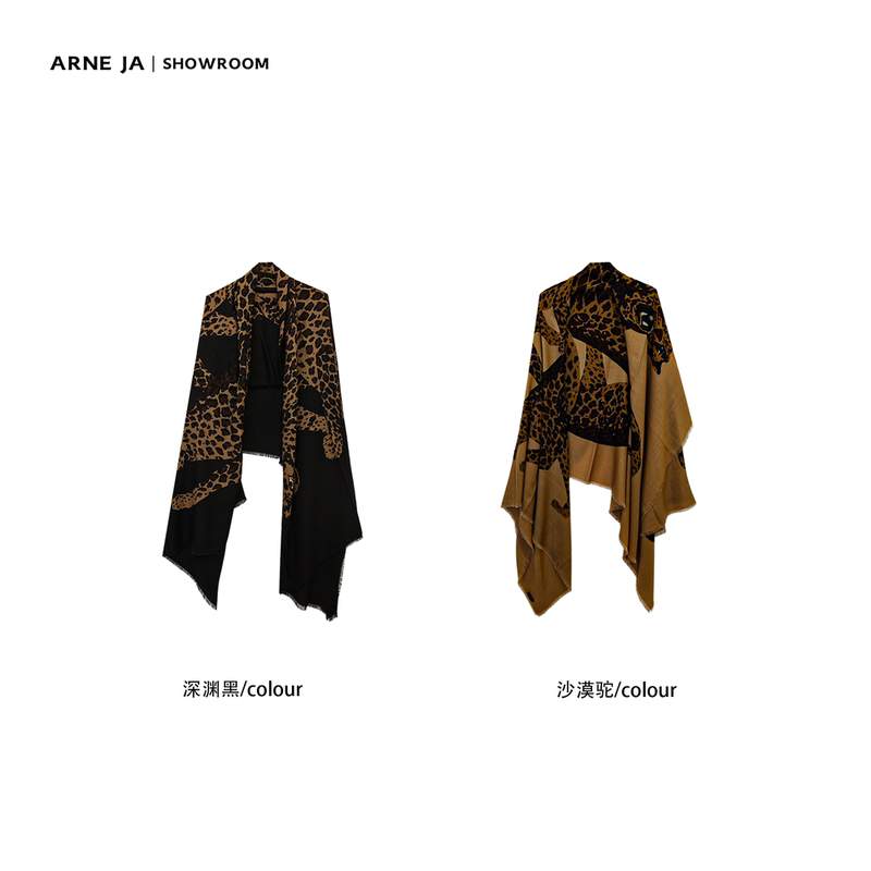 「Arne Ja」Wild and Fashionable Wool Retro Revival Leopard Print Scarf As117