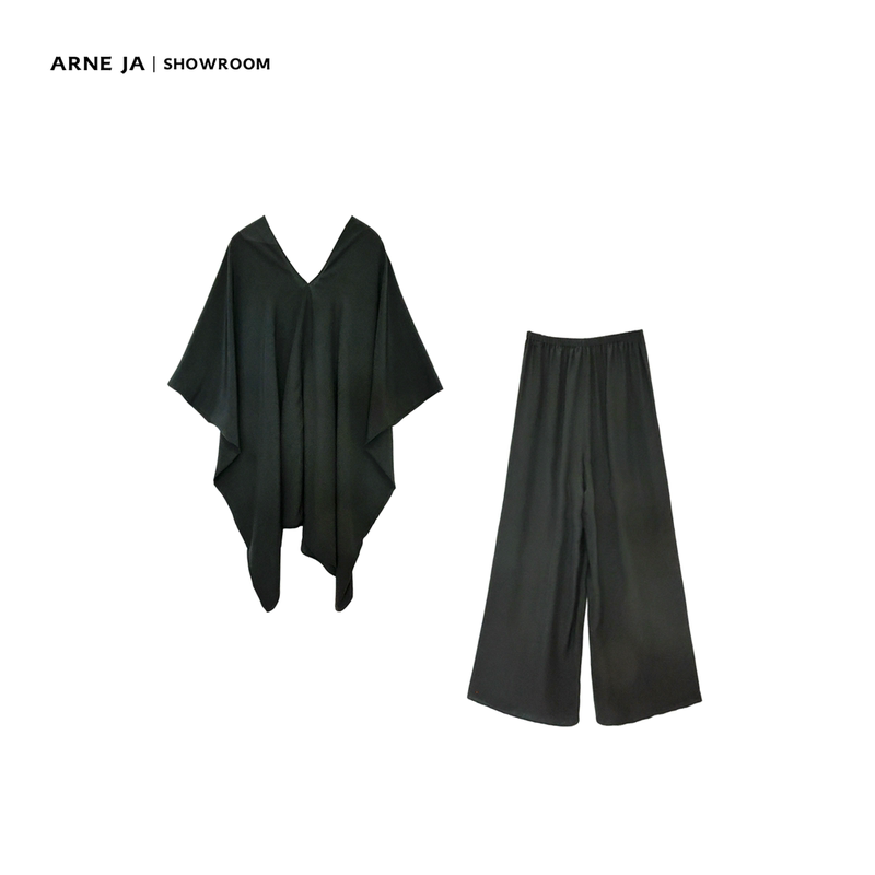 「Arne Ja」Capsule Wardrobe Flowing Draped Silk Airy Soft Sculpture Set D62Stz1173