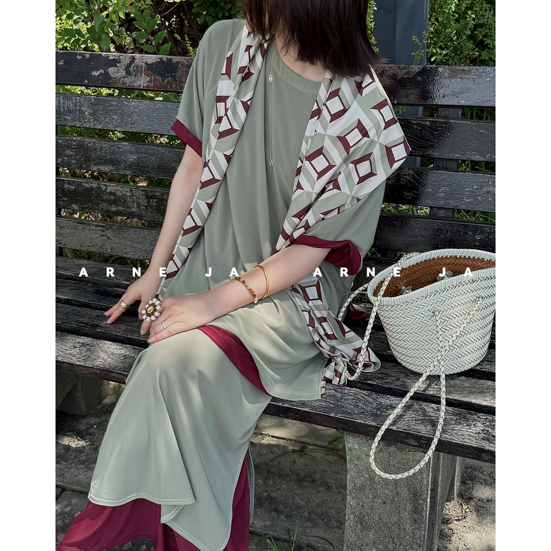 「Arne Ja」Progressive Fashionable Cold-Warm Balance High Elasticity Draping Ice-Skin Texture Set D61Ztz1165