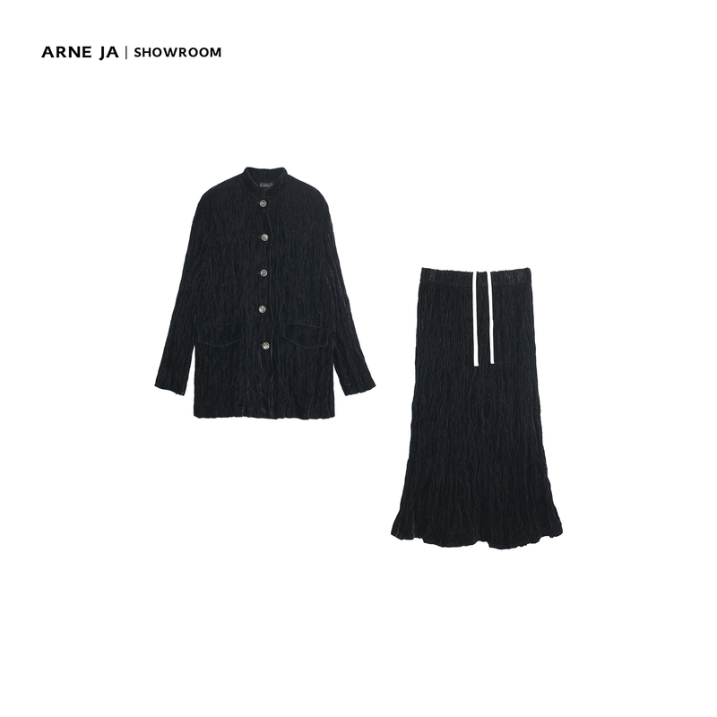 「Arne Ja」Plasticity Fashionable Dark Aesthetic Memory Metal Wire Pleated Skirt Set D63Sx2185 「Arne Ja」Plasticity Fashionable Dark Aesthetic Memory Metal Wire Pleated Skirt Set D63Sx2185