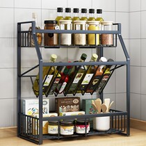 Kitchen seasoning rack countertop multi-layer supplies Household Encyclopedia oil and salt sauce vinegar bottle wall-mounted storage condiments shelf