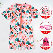 Childrens swimsuit girl Xia female Baoyong swimsuit girl Zhongdai baby two years old 3 Foreign Princess conjoined