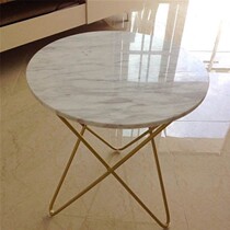 Nordic wrought iron living room sofa side corner balcony marble table and chair coffee table simple bedroom bedside small round table