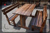 Carbide wood tables and chairs outdoor barbecue table noodle restaurant table stalls snack table fast food solid wood table anticorrosive wood
