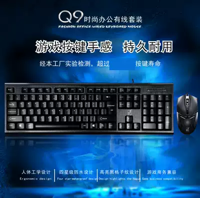 Chasing light leopard Q9 keyboard and mouse set keyboard and mouse group PS2 round port USB single keyboard mouse Office and home