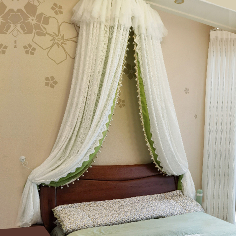 Princess-Style Bed Canopy, Lace Curtain, Bed Curtain for Guesthouse, Beauty Bed Curtain, Wedding Decoration Bed Canopy Frame