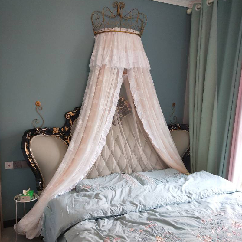 Bed Mantle Crown Princess House Decoration Yarn Curtain Inns Bedroom Bedside Curtain Girl's Heart Mantle Nordic children's bed nets