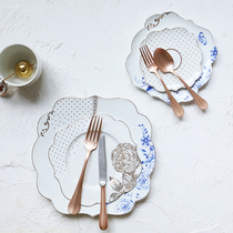 Spot Dutch Pip studio royal blue and white ceramic plate European-style printed dim sum dinner plate plate