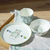 Spot Narumi Tinnitus Celadon Porcelain Nordic Children Cutlery Small Bear Mark Cup Cereal Bowl Breakfast Dish Suit