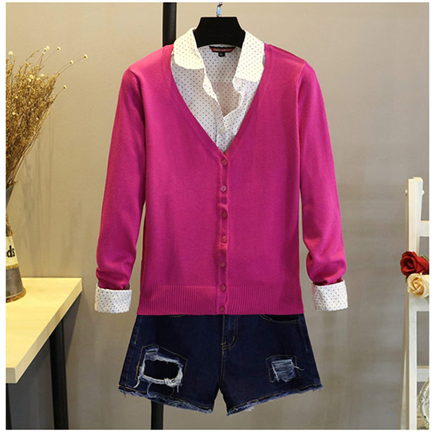 Mùa hè mỏng điều hòa áo sơ mi bên ngoài áo len cardigan nữ ngắn tay áo len dài mùa xuân và mùa thu khăn choàng hoang dã - Đan Cardigan áo khoác len nữ