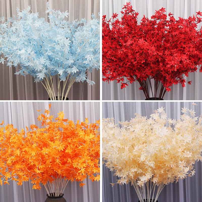 Wedding Ceremony Decoration Emulation Flower Single Maple Leaf Wedding Hall Suspended Floral Background Floral Road Leading Flower Arrangement With Photo Props-Taobao