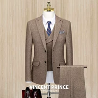 2090-1 теплый кофе с тремя частями (костюм + жилет + брюки