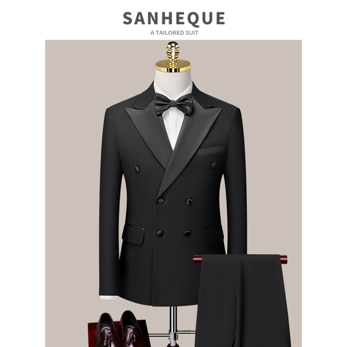 Sanheque Double -Crisched Ship Suit Sust Swedding Single West Business Slim Wedding Wedding