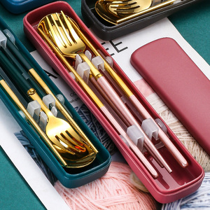 【送收纳盒】不锈钢筷子勺子餐具套装