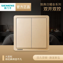 Siemens double-open double-control switch single-open Zhidian Riyao golden 86 type home wall home whole house package