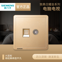 Siemens ordinateur TV prise deux-en-un panneau Zhidian Riyao doré 86 type maison cachée paquet de maison entière