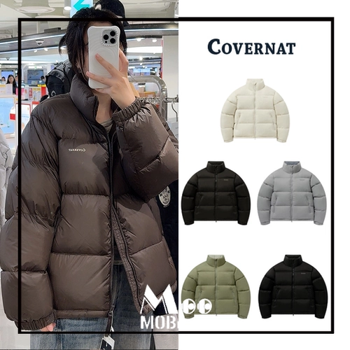 Тот же стиль Цуй Субина ~ корейский дизайнерский бренд 25 осенний пуховик COVERNAT с классическим буквенным принтом и воротником-стойкой
