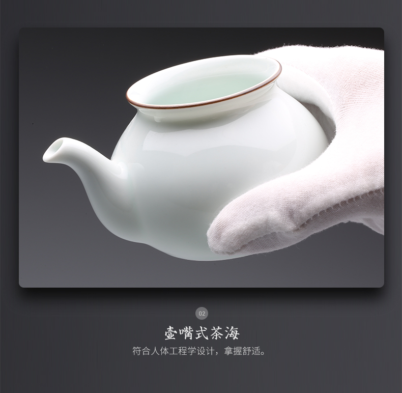 Celadon kung fu tea set suit household 6 pack lid cup bowl of tea cups, contracted ceramic tea set