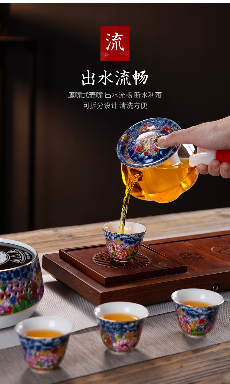 Colored enamel glass boiling tea ware suit enamel - lined the filter side the high - temperature electric teapot TaoLu household