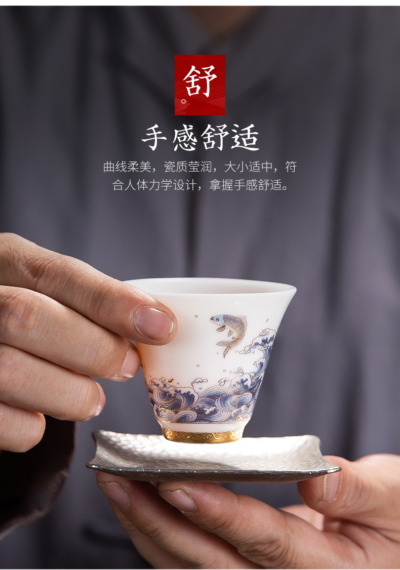 Suet jade porcelain tea set the see colour of household white porcelain tea set ceramic kung fu tea tureen of a complete set of the teapot