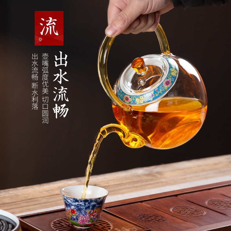 Enamel color TV TaoLu boiling tea ware glass teapot tea set teapot tea stove automatic kettle